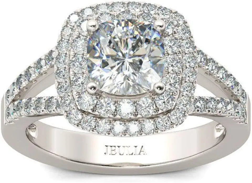Sterling Silver Halo Engagement Ring