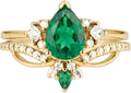 Gold-Tone Emerald Engagement Ring with Birthstone