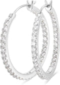 Sterling Silver Moissanite Hoop Stud Earrings
