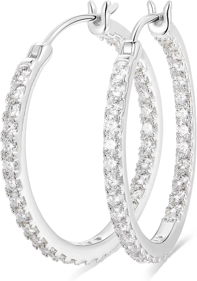 Sterling Silver Moissanite Hoop Stud Earrings