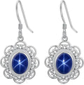 Sterling Silver Sapphire Drop Star Earrings