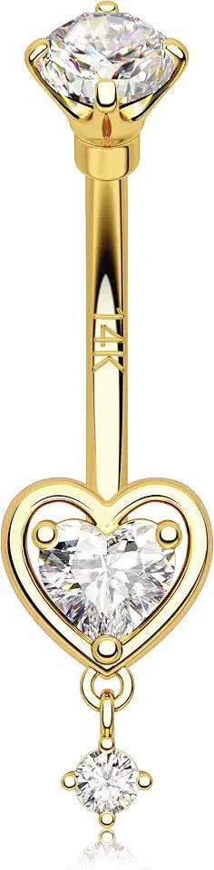 Gold-Tone Drop Heart Body Jewelry