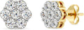 14K Yellow Gold-Plated Sterling Silver Lab-Grown Diamond Floral Earrings