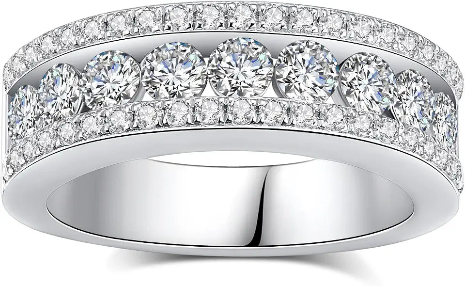 Sterling Silver Moissanite Wedding Band