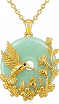 Gold-Tone Round Jade Butterfly Necklace