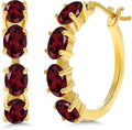 18K Yellow Gold-Plated Oval Birthstone Hoop Earrings