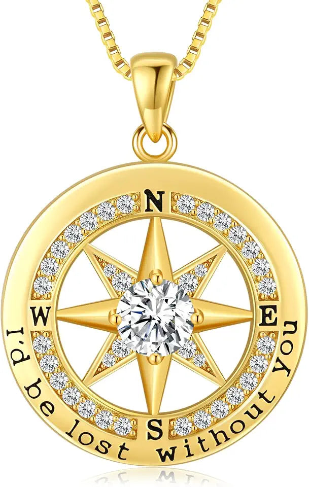 Gold-Tone Compass Necklace