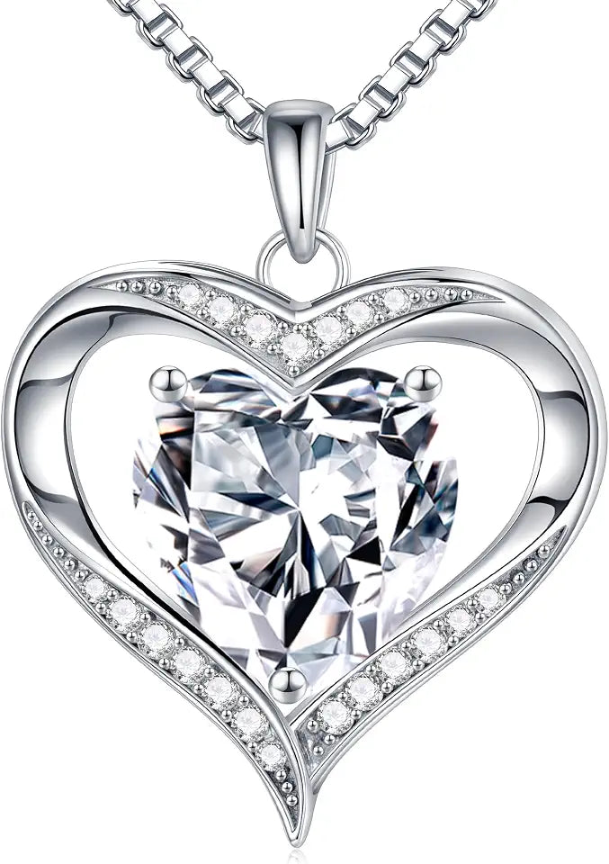 Sterling Silver Moissanite Heart Necklace