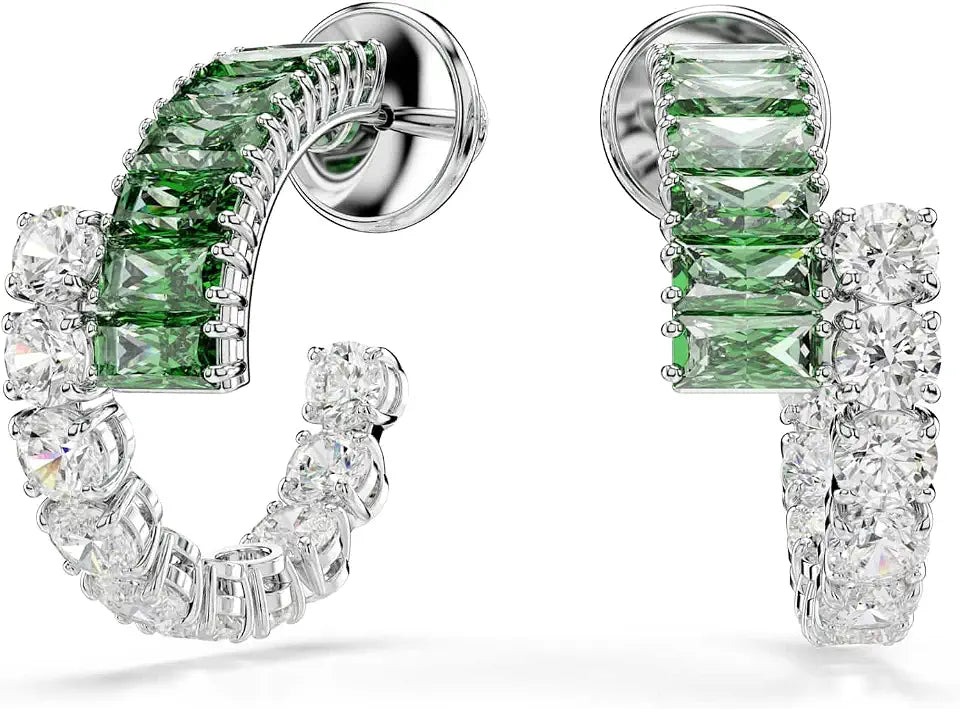 Rhodium-Plated Crystal Hoop Earrings