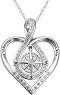 18K White Gold-Plated Birthstone Compass Necklace
