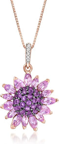 Gold-Tone Amethyst Floral Necklace
