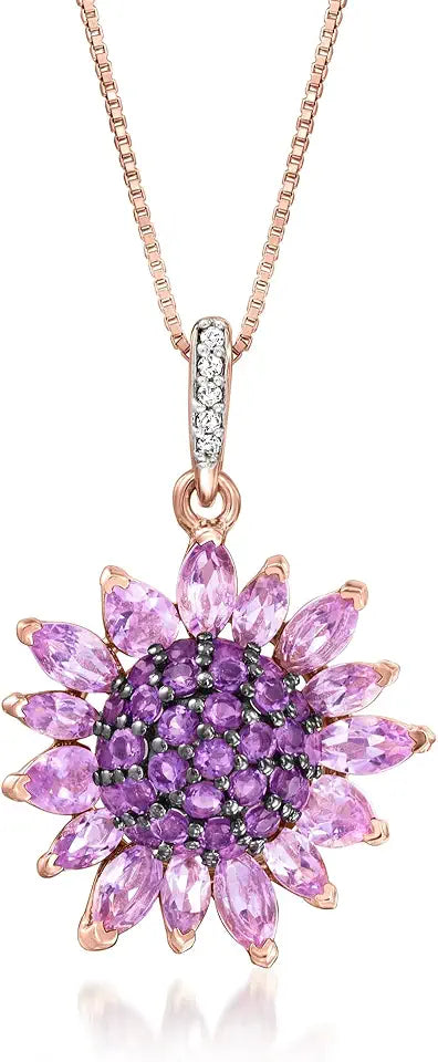 Gold-Tone Amethyst Floral Necklace