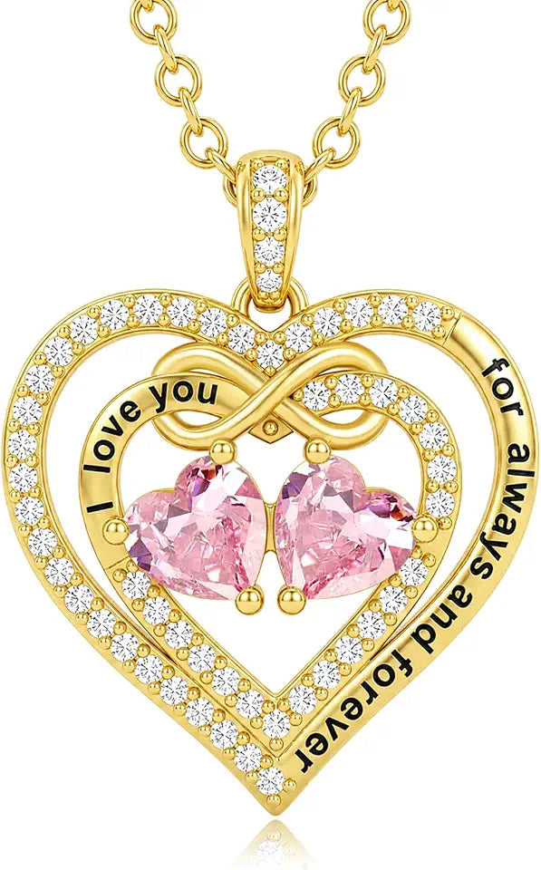 Gold-Tone Birthstone Heart Necklace