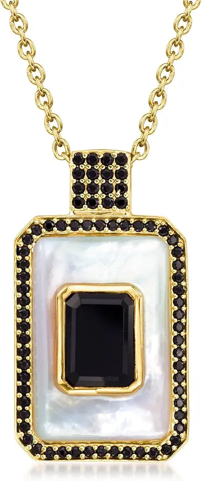 Gold-Tone Onyx Necklace, 18 inches