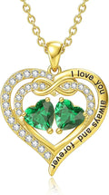 Gold-Tone Birthstone Heart Infinity Necklace
