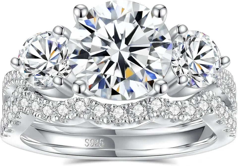 Sterling Silver Round Moissanite Engagement Ring