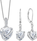 Sterling Silver Cubic Zirconia Heart Jewelry Set with Birthstone