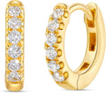 Yellow Gold-Plated Sterling Silver Round Lab-Grown Diamond Hoop Earrings