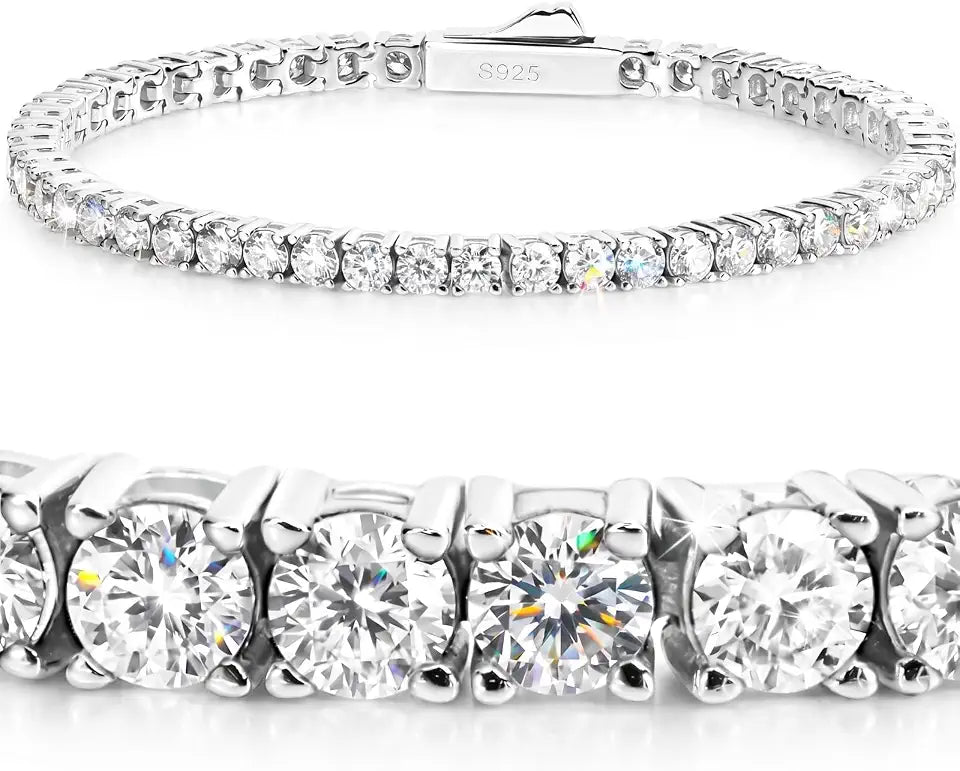 18K White Gold-Plated Moissanite Tennis Bracelet