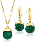 Gold-Tone Emerald Drop Jewelry Set
