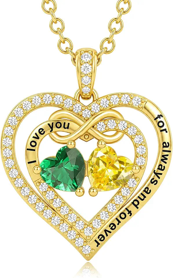 Gold-Tone Birthstone Heart Necklace