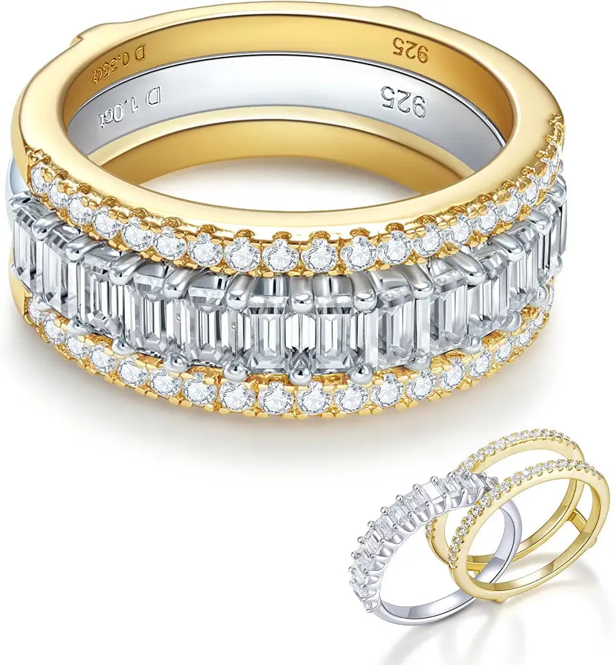 14K Gold-Plated Sterling Silver Moissanite Ring