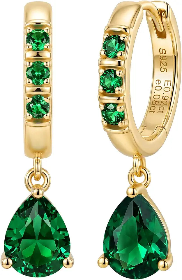Sterling Silver Moissanite Hoop Drop Earrings