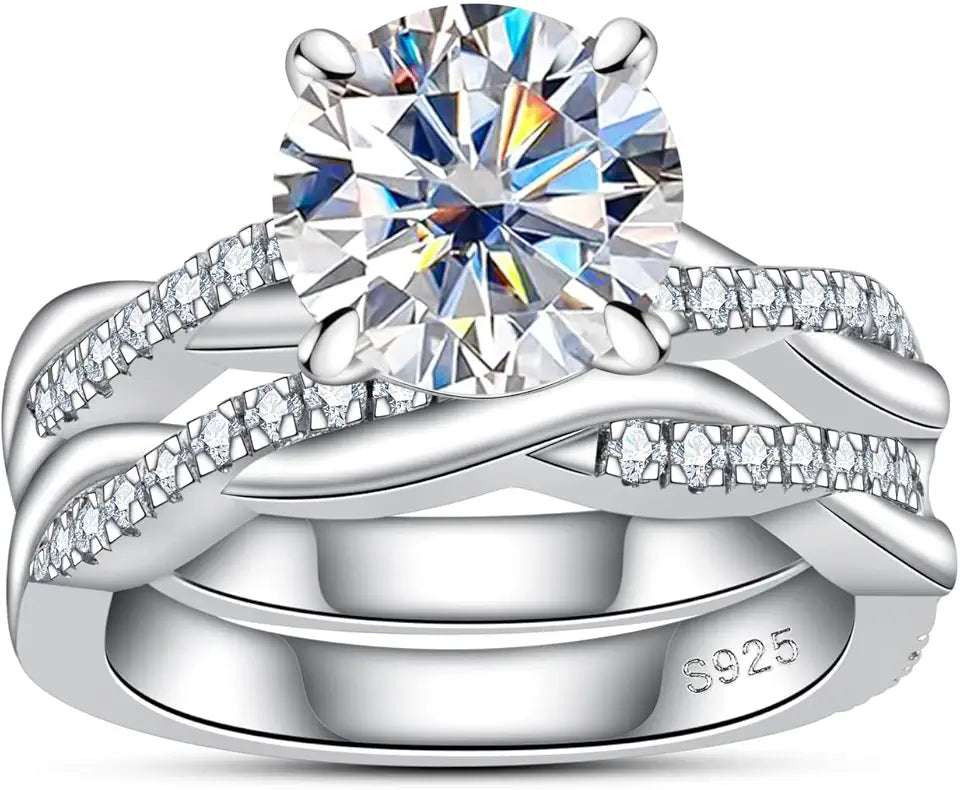 Sterling Silver Round Moissanite Infinity Engagement Ring