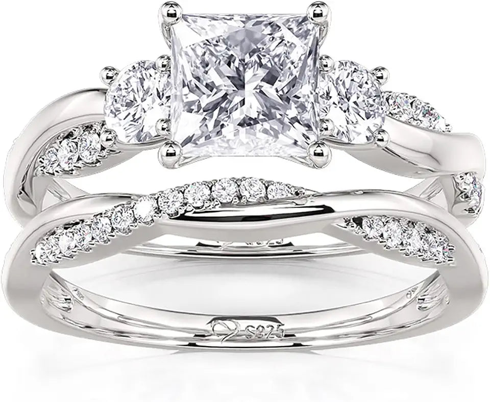 Sterling Silver Round Cubic Zirconia Infinity Engagement Ring