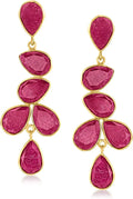 Gold-Tone Ruby Drop Earrings