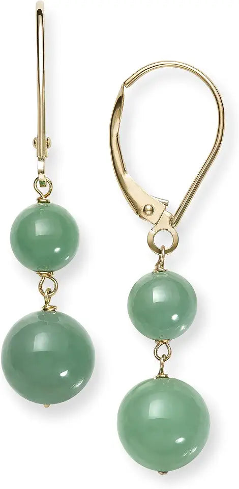 Gold-Tone Jade Drop Earrings