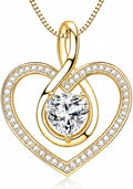 Sterling Silver Moissanite Heart Infinity Necklace