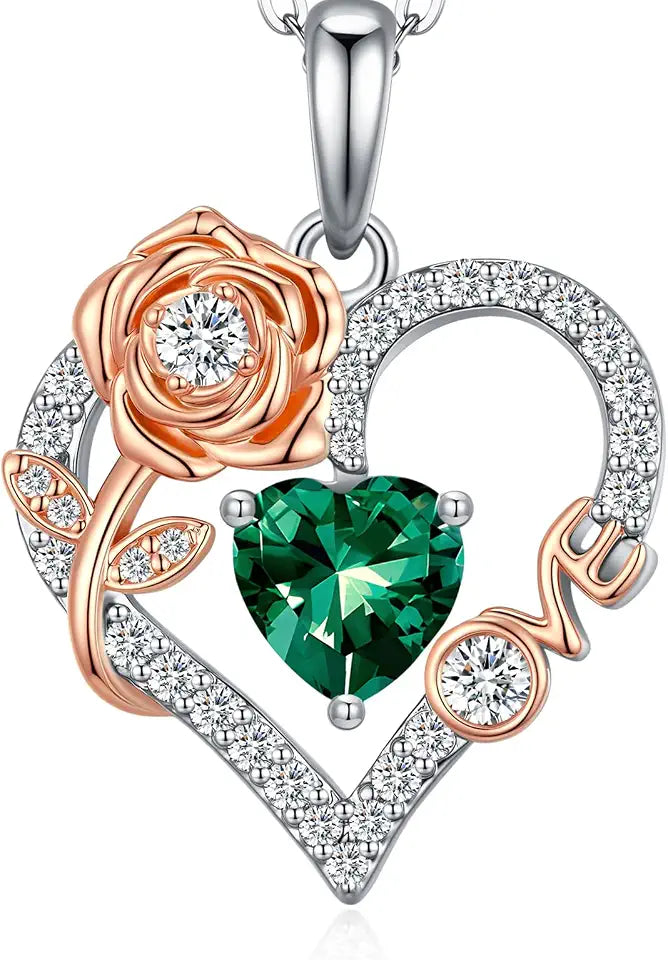 Sterling Silver Birthstone Heart Necklace