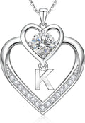 Moissanite Heart Initial Necklace
