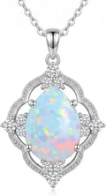 Sterling Silver Opal Necklace with Birthstone