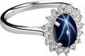 Sterling Silver Sapphire Halo Star Ring
