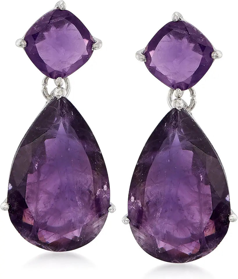 Sterling Silver Amethyst Drop Earrings