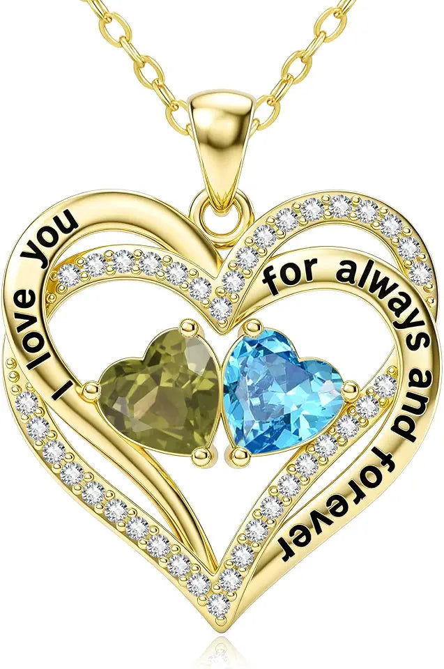 Gold-Tone Birthstone Heart Necklace