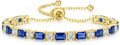 Gold-Tone Square Birthstone Tennis Bracelet