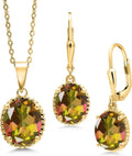 18K Yellow Gold-Plated Oval Birthstone Jewelry Set