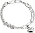 Sterling Silver Heart Paperclip Bracelet