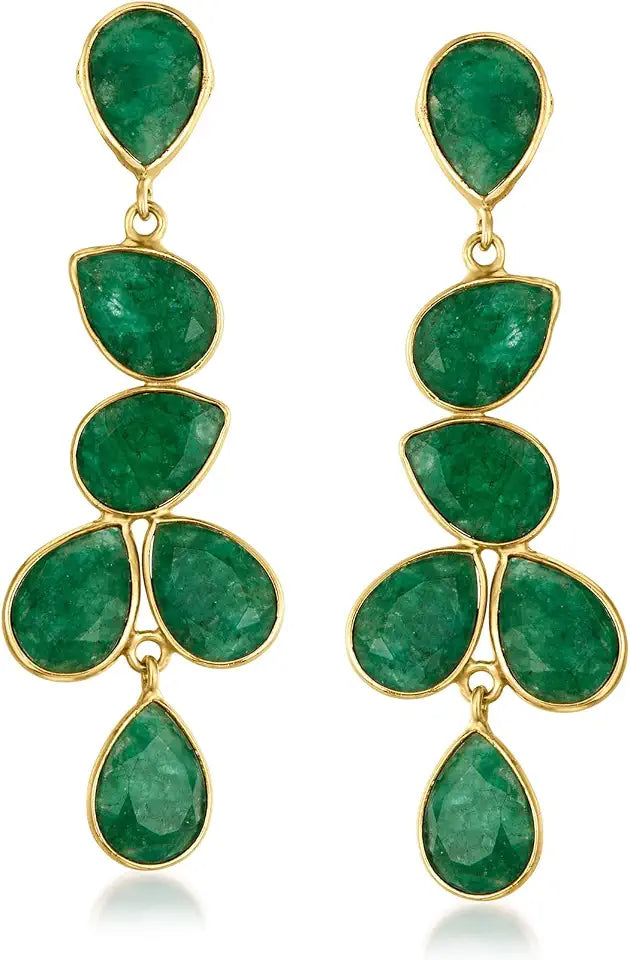 Gold-Tone Emerald Drop Earrings
