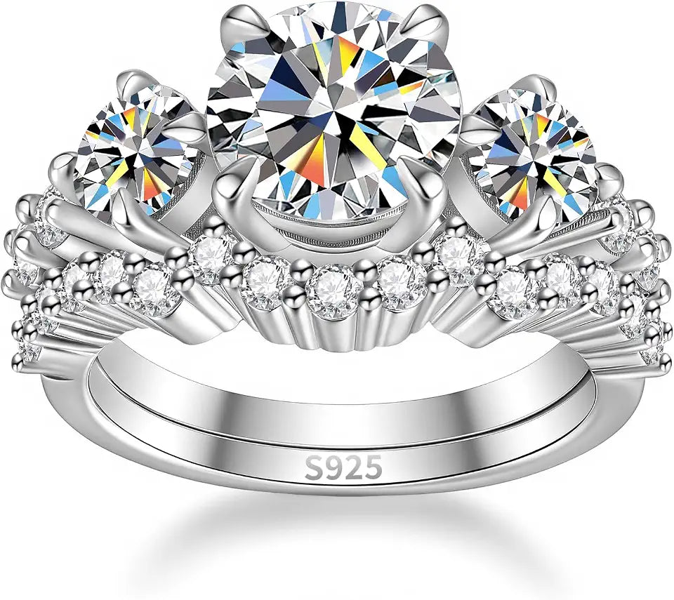 Sterling Silver Round Moissanite Engagement Ring