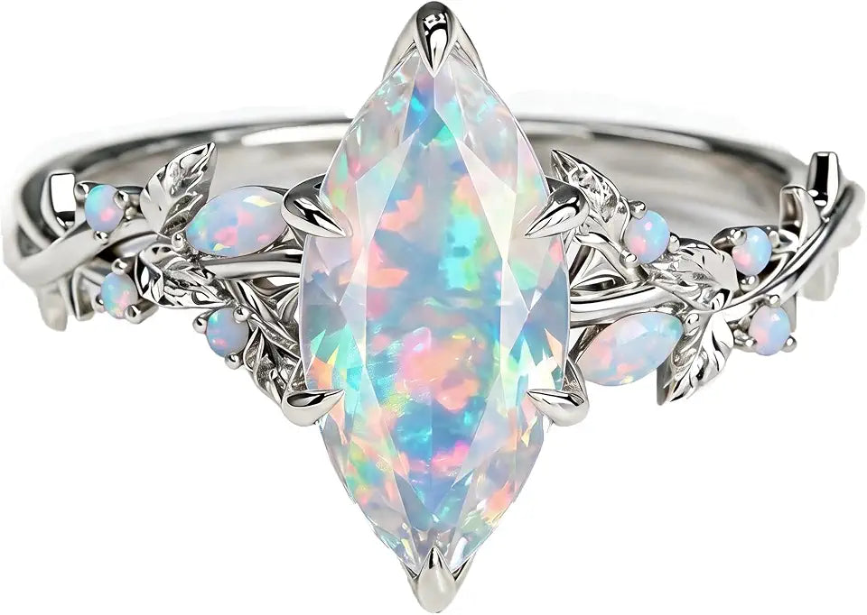 Sterling Silver Opal Wedding Band