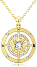 Gold-Tone Birthstone Compass Necklace