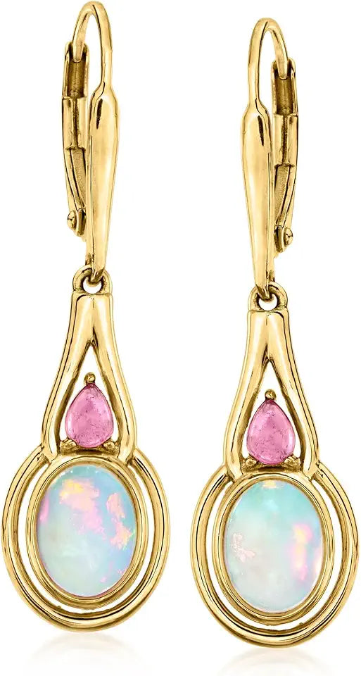 Gold-Tone Opal Drop Earrings