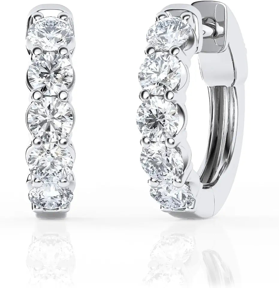 Round Lab-Grown Diamond Hoop Huggie Earrings