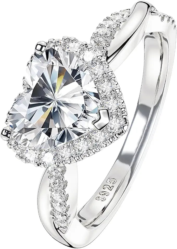 Moissanite Heart Engagement Ring