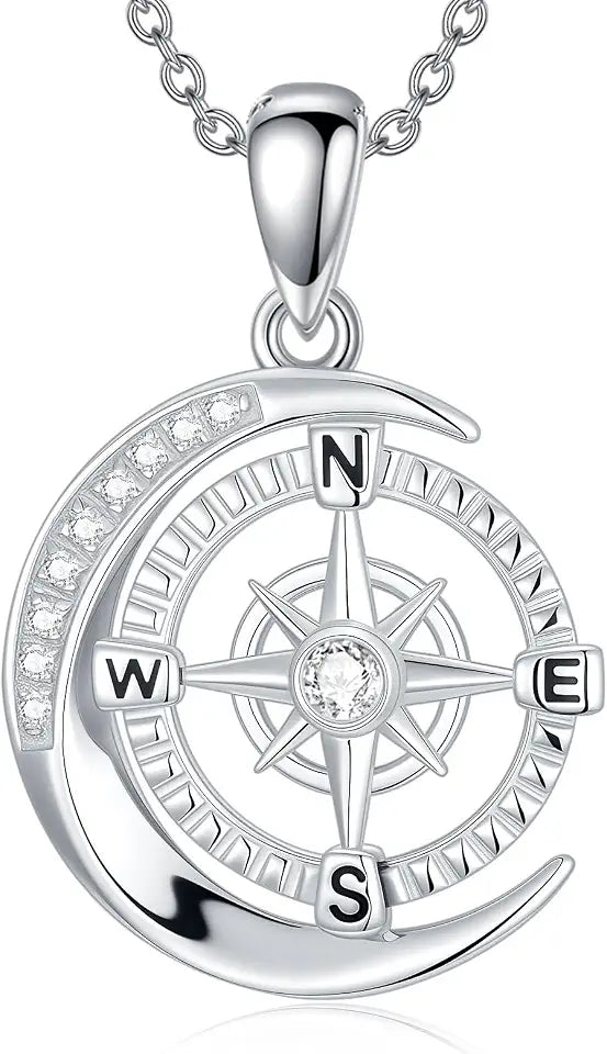 Sterling Silver Compass Necklace