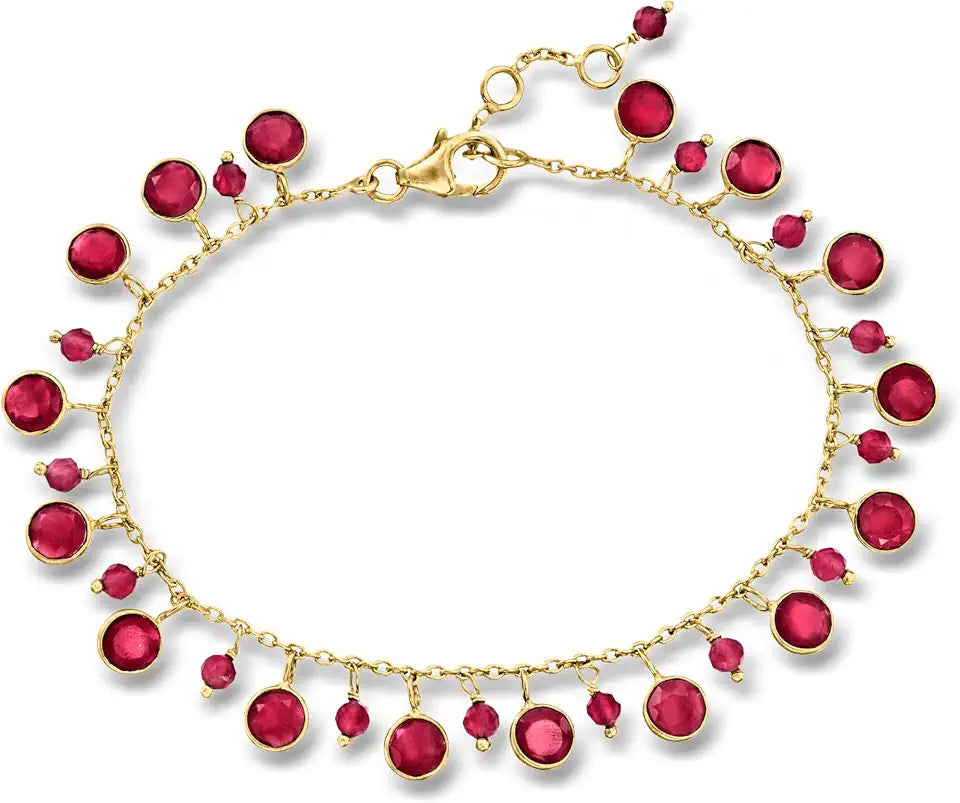 Gold-Tone Ruby Drop Bracelet